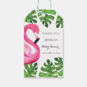 Flamingo Tropical Pink Baby Dusche Gastgeschenk Geschenkanhänger (Rückseite)