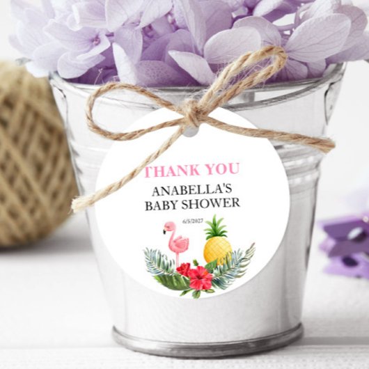 Flamingo Tropical Pink Baby Dusche Geschenkanhänger