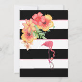Flamingo Tropical Pink Black Stripe Baby Dusche Einladung (Rückseite)
