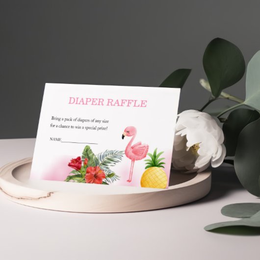 Flamingo Tropical Pink Diaper Raffle Begleitkarte
