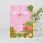 Flamingo Tropical Pink Ruhestand  Einladung (Stehend Vorderseite)