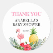 Flamingo Tropical Pink Runder Aufkleber (Vorderseite)