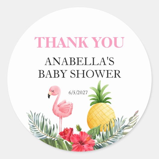 Flamingo Tropical Pink Runder Aufkleber (Vorderseite)