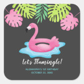 Flamingo Tropical Pool Gastgeschenk Sticker (Vorderseite)