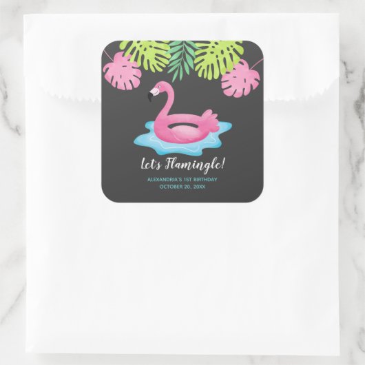 Flamingo Tropical Pool Gastgeschenk Sticker (Tasche)