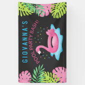 Flamingo Tropical Pool Party Bash Birthday Banner (Vertikal)