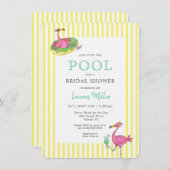 Flamingo Tropical POOL Party Brautparty Einladung (Vorne/Hinten)