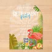 Flamingo Tropical Retirement Acryleinladungen (Vorderseite)