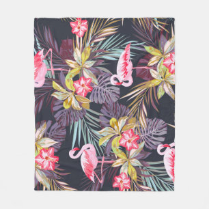 Flamingo Tropical: Sommer nahtloses Muster Fleecedecke