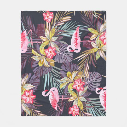Flamingo Tropical: Sommer nahtloses Muster Fleecedecke (Vorderseite)