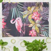 Flamingo Tropical: Sommer nahtloses Muster Geschirrtuch (Gefaltet)