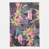 Flamingo Tropical: Sommer nahtloses Muster Geschirrtuch (Vertikal)
