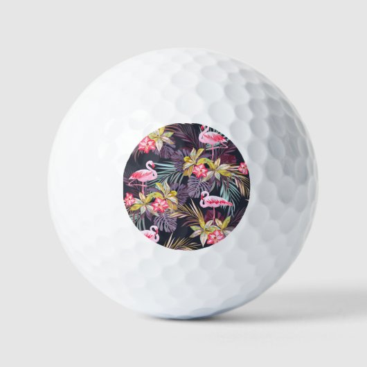 Flamingo Tropical: Sommer nahtloses Muster Golfball (Vorderseite)