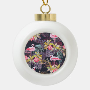 Flamingo Tropical: Sommer nahtloses Muster Keramik Kugel-Ornament