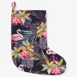 Flamingo Tropical: Sommer nahtloses Muster Kleiner Weihnachtsstrumpf