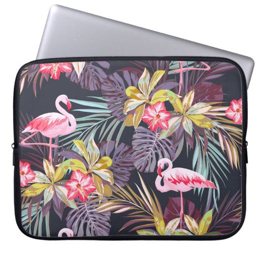 Flamingo Tropical: Sommer nahtloses Muster Laptopschutzhülle (Vorderseite)