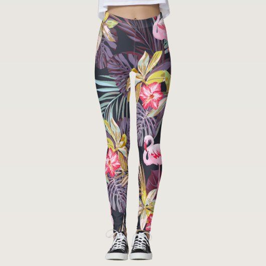 Flamingo Tropical: Sommer nahtloses Muster Leggings (Vorderseite)