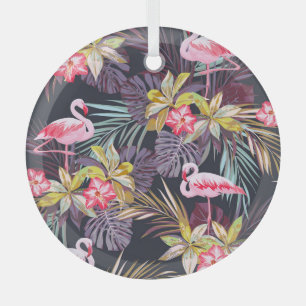 Flamingo Tropical: Sommer nahtloses Muster Ornament Aus Glas