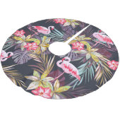 Flamingo Tropical: Sommer nahtloses Muster Polyester Weihnachtsbaumdecke (Schrägansicht)