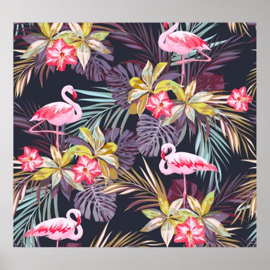 Flamingo Tropical: Sommer nahtloses Muster Poster (Vorne)