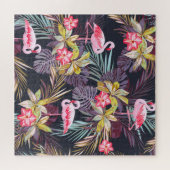 Flamingo Tropical: Sommer nahtloses Muster Puzzle (Horizontal)
