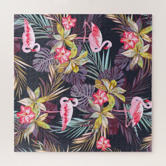 Flamingo Tropical: Sommer nahtloses Muster Puzzle (Horizontal)