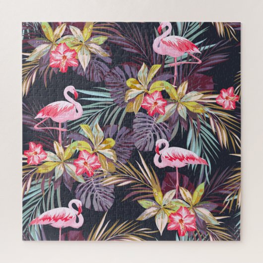 Flamingo Tropical: Sommer nahtloses Muster Puzzle (Vertikal)