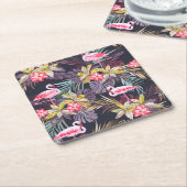 Flamingo Tropical: Sommer nahtloses Muster Rechteckiger Pappuntersetzer (angewinkelt)
