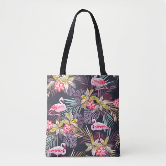 Flamingo Tropical: Sommer nahtloses Muster Tasche (Vorderseite)