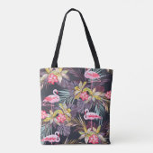 Flamingo Tropical: Sommer nahtloses Muster Tasche (Rückseite)
