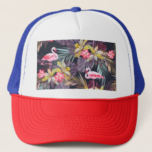 Flamingo Tropical: Sommer nahtloses Muster Truckerkappe