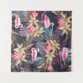 Flamingo Tropical: Sommer nahtloses Muster Wandteppich (Vorderseite (Horizontal))