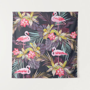 Flamingo Tropical: Sommer nahtloses Muster Wandteppich