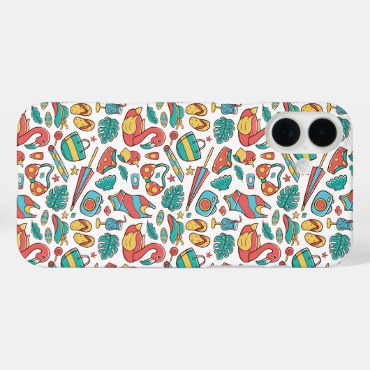 Flamingo Tropical Summer Pattern  Case-Mate iPhone Hülle (Rückseite (Horizontal))