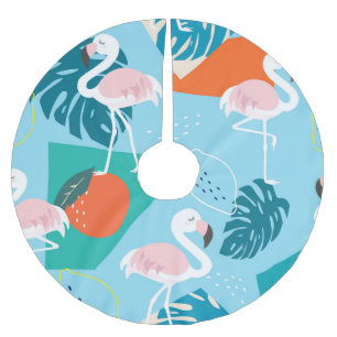 Flamingo Tropical, trendige Vintage Muster. Polyester Weihnachtsbaumdecke