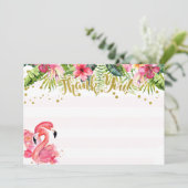 Flamingo Tropical Vielen Dank Karte Rosa und Gold (Stehend Vorderseite)