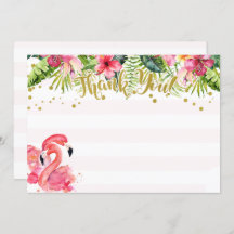 Flamingo Tropical Vielen Dank Karte Rosa und Gold