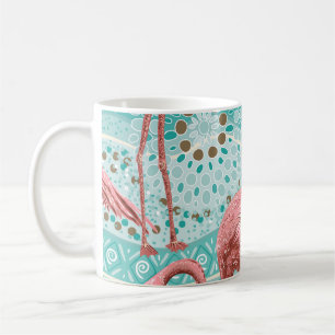 Flamingo Tropical: Vintages Tapete mit Blumen Kaffeetasse