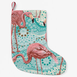 Flamingo Tropical: Vintages Tapete mit Blumen Kleiner Weihnachtsstrumpf