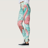 Flamingo Tropical: Vintages Tapete mit Blumen Leggings (Links)
