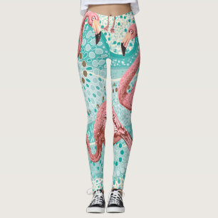 Flamingo Tropical: Vintages Tapete mit Blumen Leggings