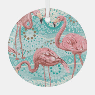 Flamingo Tropical: Vintages Tapete mit Blumen Ornament Aus Glas