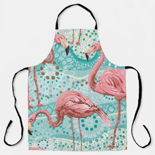 Flamingo Tropical: Vintages Tapete mit Blumen Schürze