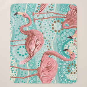 Flamingo Tropical: Vintages Tapete mit Blumen Sherpadecke