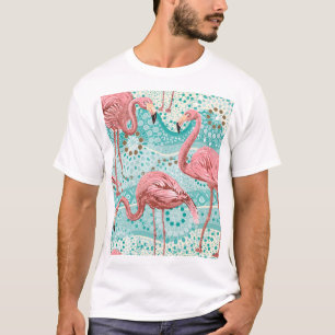 Flamingo Tropical: Vintages Tapete mit Blumen T-Shirt