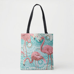 Flamingo Tropical: Vintages Tapete mit Blumen Tasche