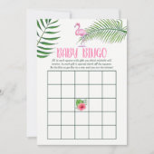 Flamingo Tropical Watercolor Babydusche Bingo Einladung (Vorderseite)