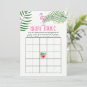 Flamingo Tropical Watercolor Babydusche Bingo Einladung (Stehend Vorderseite)
