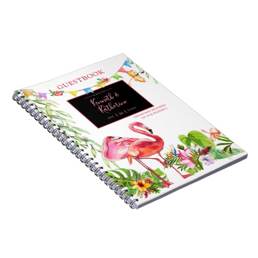 Flamingo Tropical Wedding Guestbook Notebook Notizblock (Rechte Seite)