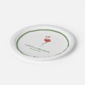 Flamingo Tropics Beach Coastal Retro Wedding Pappteller (Schrägansicht)